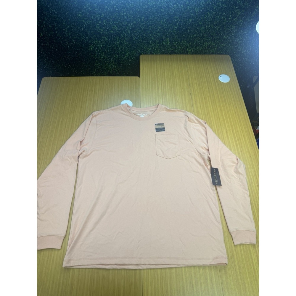 Lincoln Outfitters Mens XL Coral Salmon Long Sleeve Work T Shirt Working Man